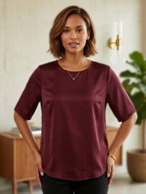 Ann Taylor Maroon Short Sleeve Blouse